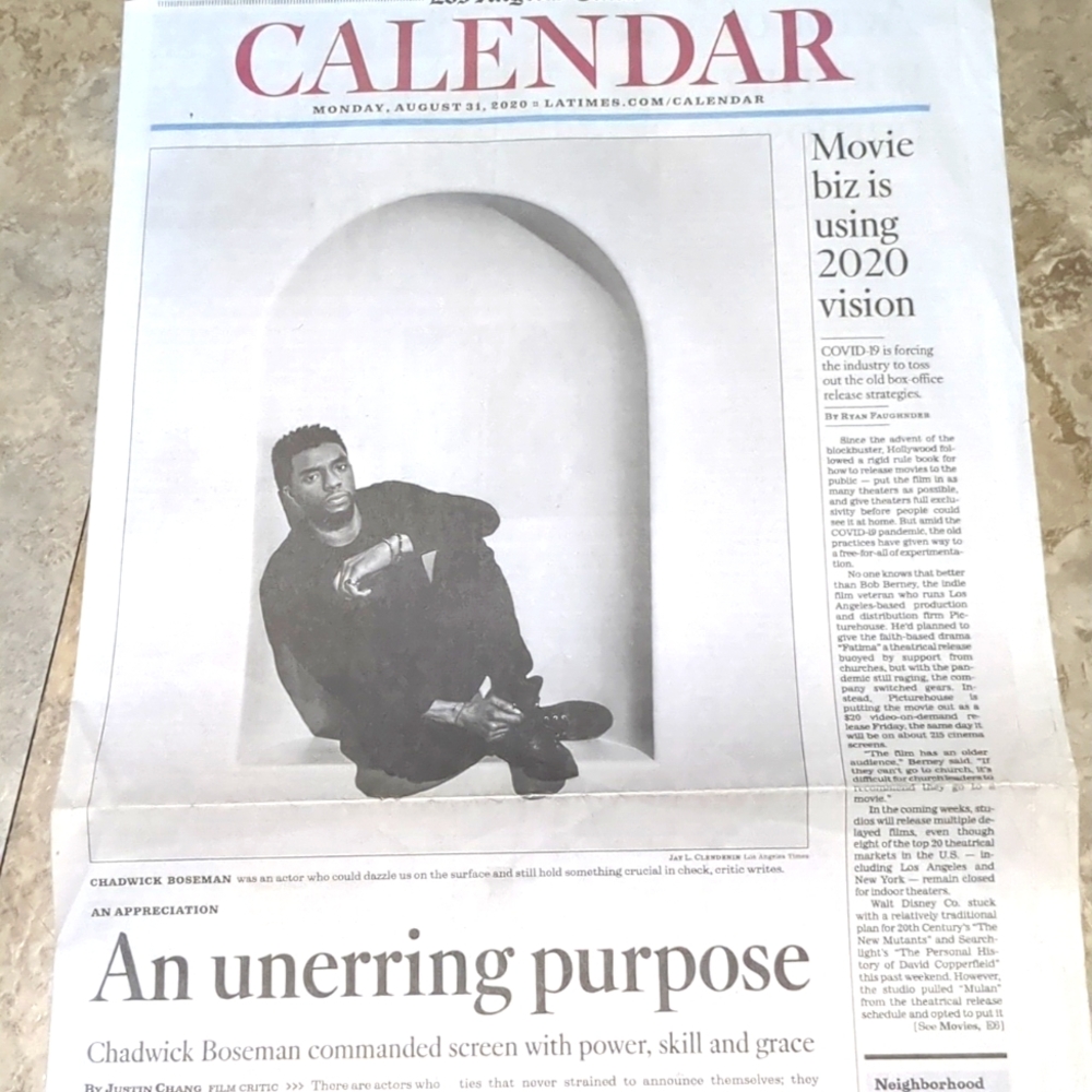 Black Panther Actor Chad Boseman Passes - An Appreciation L A Times 8-31-20